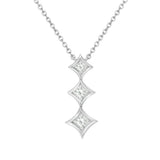 10K White Gold 1/5 Cttw Princess Cut Diamond 3 Stone Drop 18" Pendant Necklace (H-I Color, SI2-I1 Clarity)