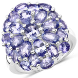 7.08 Carat Genuine Tanzanite .925 Sterling Silver Ring