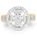 14K Yellow Gold Plated 0.21 Carat Genuine White Diamond .925 Sterling Silver Ring