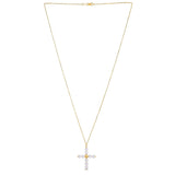 14k Yellow Gold Pearl Cross Pendant