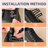 16-Pieces Set: Silicone Elastic Shoe Laces - Free-Tie for Skate, Casual and Sneakers Shoes