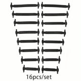 16-Pieces Set: Silicone Elastic Shoe Laces - Free-Tie for Skate, Casual and Sneakers Shoes
