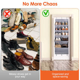 16 Pockets Over The Door Shoe Organizer 5 Tier with 6 Hooks