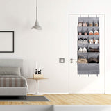 16 Pockets Over The Door Shoe Organizer 5 Tier with 6 Hooks