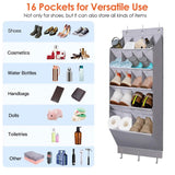 16 Pockets Over The Door Shoe Organizer 5 Tier with 6 Hooks