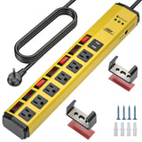 CRST 6-Outlet + 2 USB Metal Power Strip with Individual Switches, 1200J Surge Protector, Versatile Mounting