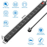 CRST 12-Outlet Metal Surge Protector Power Strip — Mountable, 2100J, 6FT/15FT Cord