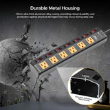 CRST 6-Outlet Metal Power Strip Surge Protector with Individual Switches, Versatile Mounting System