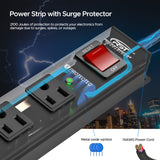 CRST 12-Outlet Metal Surge Protector Power Strip — Mountable, 2100J, 6FT/15FT Cord