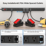 CRST 12-Outlet Metal Surge Protector Power Strip — Mountable, 2100J, 6FT/15FT Cord