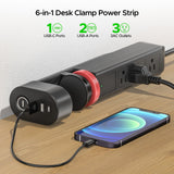 CRST Desk Clamp Power Strip | 3 Outlets + 3 USB (20W USB-C PD), 1020J Surge Protector