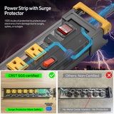 6-Outlet Metal Power Strip with Individual Switches + Dual-Pole Master Switch