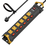 6-Outlet Metal Power Strip with Individual Switches + Dual-Pole Master Switch