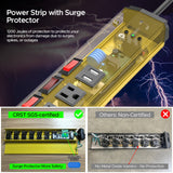CRST 6-Outlet + 2 USB Metal Power Strip with Individual Switches, 1200J Surge Protector, Versatile Mounting