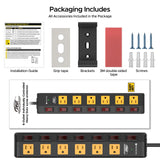 CRST 6-Outlet Metal Power Strip Surge Protector with Individual Switches, Versatile Mounting System