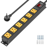 CRST 6 Outlets Wide Spaced Mountable Metal Power Strip Surge Protector, 2100 Joules Protection, Easy Mounting