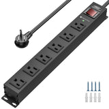 CRST 6 Outlets Wide Spaced Mountable Metal Power Strip Surge Protector, 2100 Joules Protection, Easy Mounting