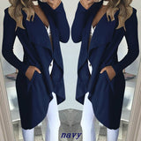 Slim long trench coat with solid lapel