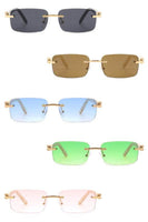 Rimless Rectangle Retro Tinted Fashion Sunglasses