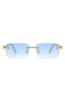 Rimless Rectangle Retro Tinted Fashion Sunglasses