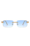 Rimless Rectangle Retro Tinted Fashion Sunglasses