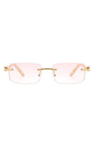 Rimless Rectangle Retro Tinted Fashion Sunglasses