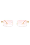 Rimless Rectangle Retro Tinted Fashion Sunglasses