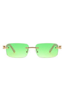 Rimless Rectangle Retro Tinted Fashion Sunglasses