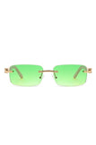 Rimless Rectangle Retro Tinted Fashion Sunglasses