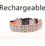 LED Dog Collar Safety Adjustable Nylon Leopard Pet Collar