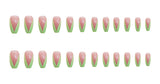 PD-57 Ballet Green French Net Red Fake Nail Sticker Nail Nail Patch Can Be Taken Off And Worn By Women