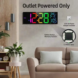 16.2" Large Display Digital Coloring Changing Wall Clock with Built-in Night Light