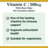 Nature's Bounty Vitamin C Chewable Tablets with Rose Hips; 500 mg; 90 Count