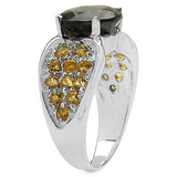 3.78 Carat Genuine Smoky Quartz & Citrine .925 Sterling Silver Ring