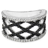 0.92 Carat Genuine Black Diamond & White Diamond .925 Sterling Silver Ring