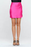 Made in USA Solid Satin Mini Skirt with Slit