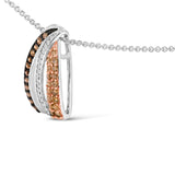 Tri Tone Sterling Silver 1/2 Cttw White and Brown Diamond Pendant Necklace