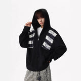Letter-print Sporty Cardigan Hoodie For Men