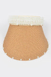 Pearl Accent Straw Visor Sun Hat
