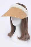 Pearl Accent Straw Visor Sun Hat