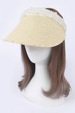 Pearl Accent Straw Visor Sun Hat