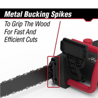 Hyper Tough 16-Inch Electric Chainsaw, 15-Amp Motor with Automatic Oiler, Tool-less Chain Tension, Metal Bucking Spikes included