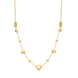 14k Yellow Gold Puff Heart Adjustable Necklace