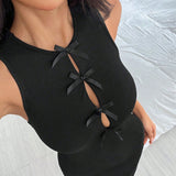 Womens Solid-Color Crew-Neck Minimalist Dress