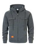 Mens Loose-Fit Hoodie With Multiple Pockets And A Stand-Up Collar