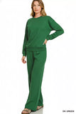 Zenana Scuba Crewneck Pullover and Pants Set