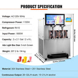 Commercial 16L 1155W Double Frozen Margarita Ice Slushie Drink Maker Machine (SAK95281)
