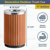 17-Gallon Commercial Round Outdoor Trash Can With Open Lid (SAK18520)