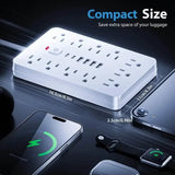 17-in-1 Surge Protector Power Cord 5Ft Braided Flat Extension Cable with 6 USB Chargers, 2 USB C, 11 AC Power Outlets