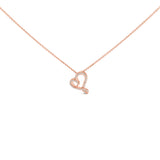 14k Rose Gold Plated Silver 1/10 Cttw Diamond Open Heart Pendant Necklace